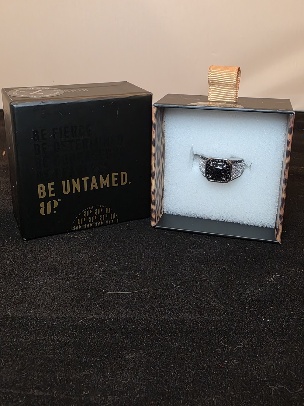 Be Untamed Black & Silver Cocktail Ring